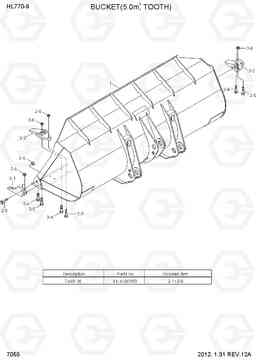 7055 BUCKET(5.0M3, TOOTH) HL770-9, Hyundai