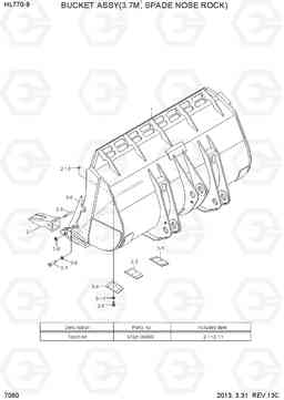 7060 BUCKET ASSY(3.7M3, SPADE NOSE ROCK) HL770-9, Hyundai