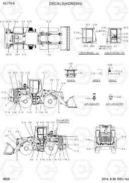 8025 DECAL(KOREAN) HL770-9, Hyundai