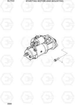 A590 STARTING MOTOR AND MOUNTING HL770-9, Hyundai