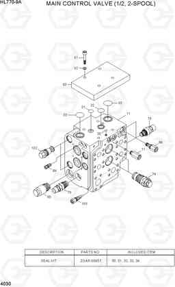 4030 MAIN CONTROL VALVE (1/2, 2-SPOOL) HL770-9A, Hyundai