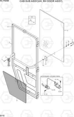 5110 CAB SUB ASSY(4/4, RH DOOR ASSY) HL770-9A, Hyundai