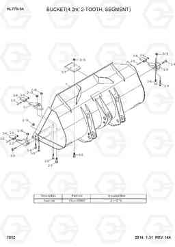 7052 BUCKET(4.2M3, TOOTH, 2-PIECE) HL770-9A, Hyundai