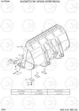 7070 BUCKET(3.7M3, SPADE NOSE ROCK) HL770-9A, Hyundai