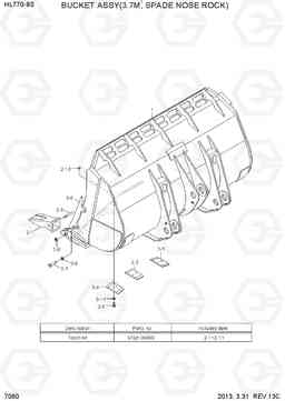 7060 BUCKET ASSY(3.7M3, SPADE NOSE ROCK) HL770-9S, Hyundai