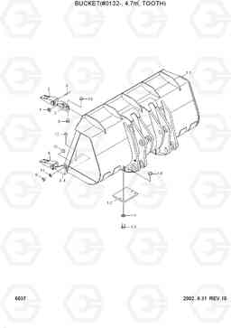 6037 BUCKET(#0132-, 4.7M3, TOOTH) HL780-3, Hyundai