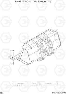 7031 BUCKET(5.1M3, CUTTING EDGE, #0137-) HL780-7A, Hyundai