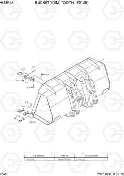 7040 BUCKET(4.8M3, TOOTH, -#0136) HL780-7A, Hyundai