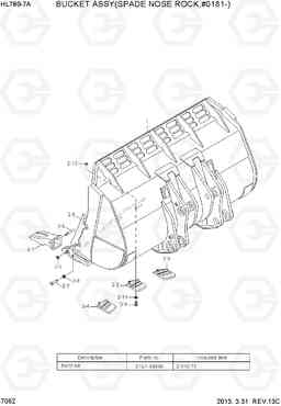 7062 BUCKET(4.8M3, SPADE NOSE ROCK,#0181-) HL780-7A, Hyundai