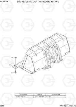 7063 BUCKET(5.8M3, CUTTING EDGE, #0191-) HL780-7A, Hyundai