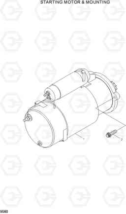 9580 STARTING MOTOR & MOUNTING HL780-7A, Hyundai