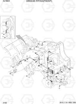 3100 GREASE PIPING(FRONT) HL780-9, Hyundai