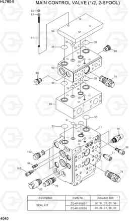 4040 MAIN CONTROL VALVE (1/2, 2-SPOOL) HL780-9, Hyundai