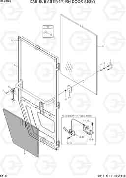 5110 CAB SUB ASSY(4/4, RH DOOR ASSY) HL780-9, Hyundai