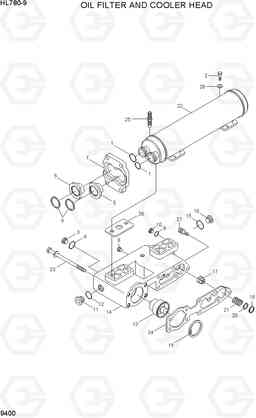 9400 OIL FILTER AND COOLER HEAD HL780-9, Hyundai