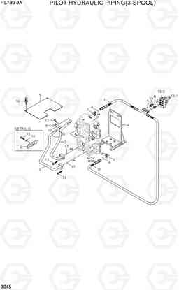3045 PILOT HYDRAULIC PIPING(3-SPOOL) HL780-9A, Hyundai