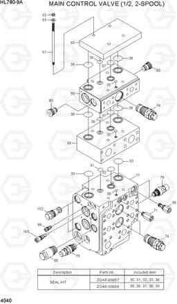 4040 MAIN CONTROL VALVE (1/2, 2-SPOOL) HL780-9A, Hyundai