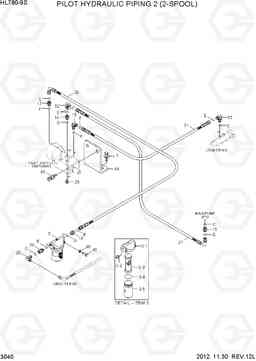 3040 PILOT HYDRAULIC PIPING 2 (2-SPOOL) HL780-9S, Hyundai