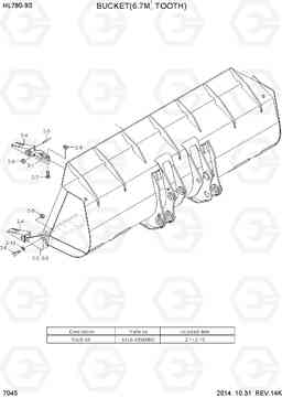 7045 BUCKET(6.7M3, TOOTH) HL780-9S, Hyundai