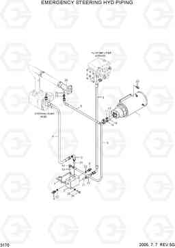 3170 EMERGENCY STEERING HYD PIPING HL780-3A, Hyundai