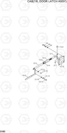 5160 CAB(7/8, DOOR LATCH ASSY) HL780-3A, Hyundai