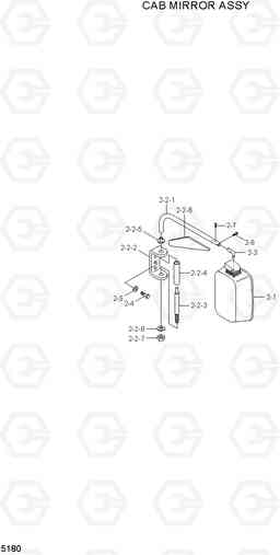 5180 CAB MIRROR ASSY HL780-3A, Hyundai