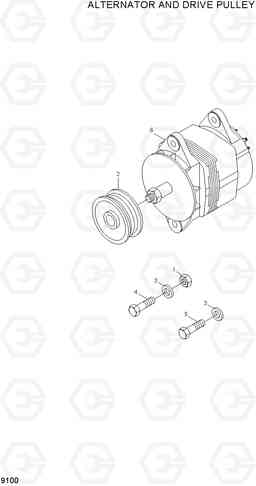 9100 ALTERNATOR AND DRIVE PULLEY HL780-3A, Hyundai