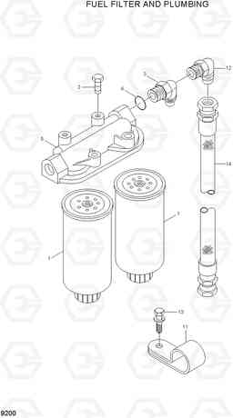 9200 FUEL FILTER AND PLUMBING HL780-3A, Hyundai