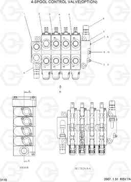 3110 4-SPOOL CONTROL VALVE(OPTION) HLF15/18-5, Hyundai