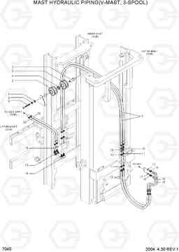 7040 MAST HYDRAULIC PIPING(V-MAST, 3-SPOOL) HLF15/18CIII, Hyundai