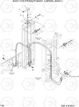 7155 MAST HYD PIPING(TF-MAST, 3-SPOOL,#0001-) HLF15/18CIII, Hyundai