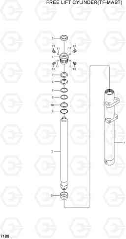 7180 FREE LIFT CYLINDER(TF-MAST) HLF15/18CIII, Hyundai