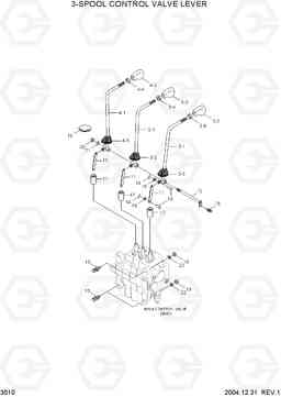 3010 3-SPOOL CONTROL VALVE LEVER HLF15/18C-5, Hyundai