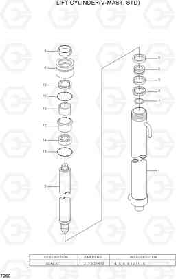 7060 LIFT CYLINDER(V-MAST, STD) HLF15/18C-5, Hyundai