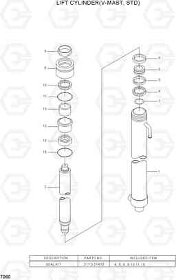 7060 LIFT CYLINDER(V-MAST, STD) HLF15/18C-5, Hyundai