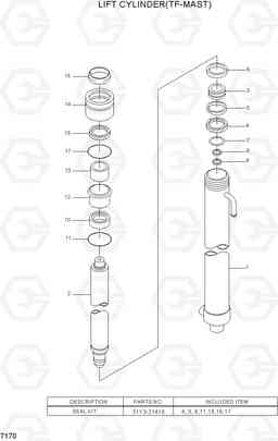 7170 LIFT CYLINDER(TF-MAST) HLF15/18C-5, Hyundai