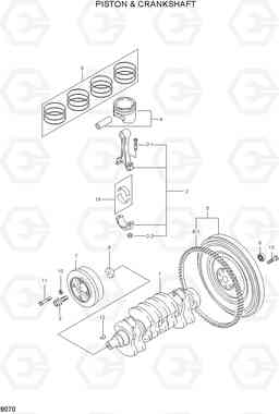 9070 PISTON & CRANKSHAFT HLF15/18C-5, Hyundai