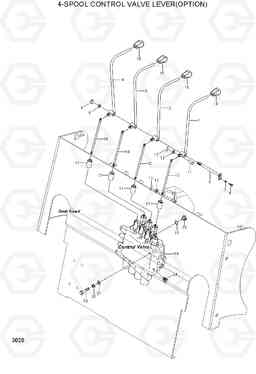 3020 4-SPOOL CONTROL VALVE LEVER(OPTION) HLF20/25/30II, Hyundai