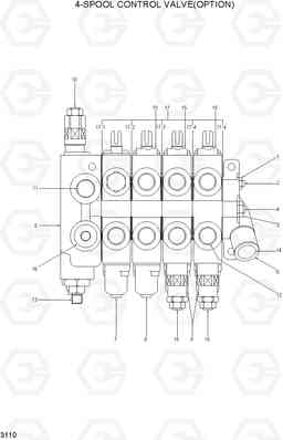 3110 4-SPOOL CONTROL VALVE(OPTION) HLF20/25/30II, Hyundai