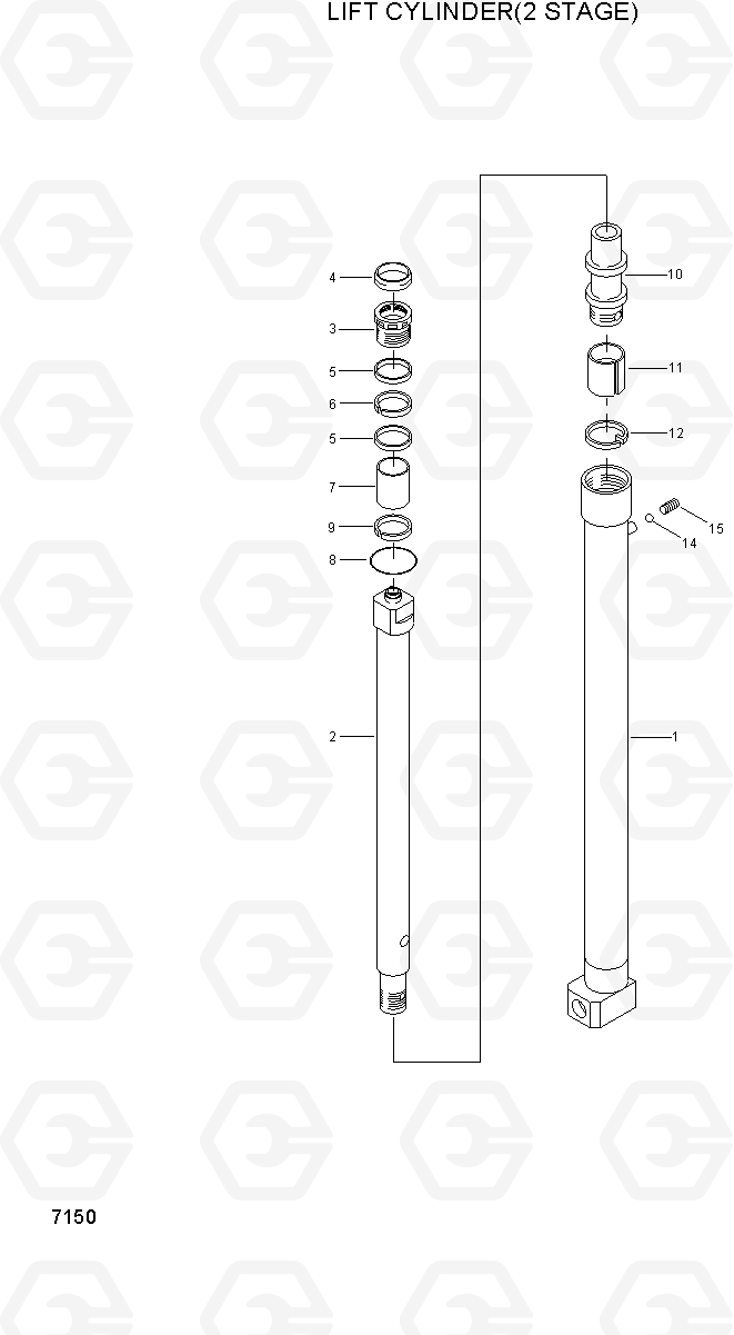 7150 LIFT CYLINDER(2 STAGE) HLF20/25/30II, Hyundai