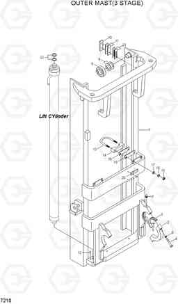 7210 OUTER MAST(3 STAGE) HLF20/25/30II, Hyundai