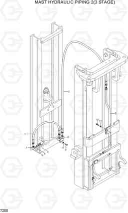 7250 MAST HYDRAULIC PIPING 2(3 STAGE) HLF20/25/30II, Hyundai