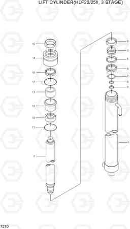 7270 LIFT CYLINDER(HLF20/25II, 3 STAGE) HLF20/25/30II, Hyundai