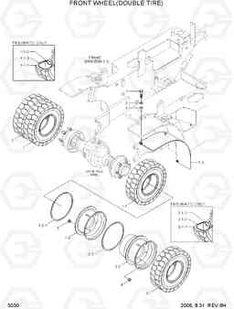 5030 FRONT WHEEL(DOUBLE TIRE) HLF20/25/30-5, Hyundai