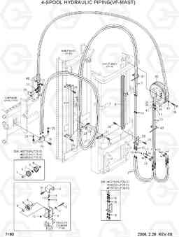 7180 4-SPOOL HYDRAULIC PIPING(VF-MAST) HLF20/25/30-5, Hyundai