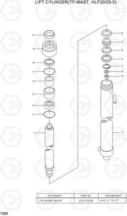 7260 LIFT CYLINDER(TF-MAST,HLF20/25-5) HLF20/25/30-5, Hyundai