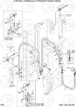 7281 3-SPOOL HYDRAULIC PIPING(TF-MAST,NEW) HLF20/25/30-5, Hyundai