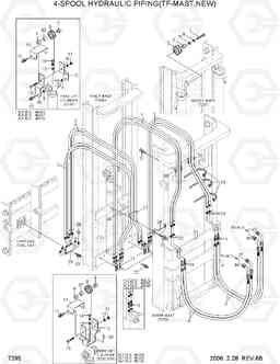 7295 4-SPOOL HYDRAULIC PIPING(TF-MAST,NEW) HLF20/25/30-5, Hyundai