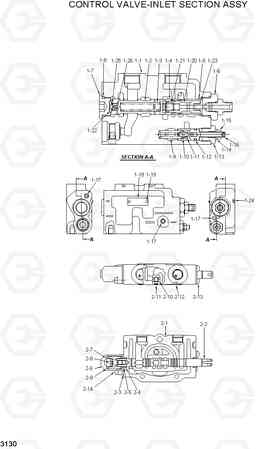 3130 CONTROL VALVE-INLET SECTION ASSY HLF20/25/30CII, Hyundai