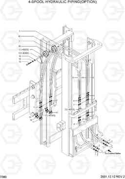 7080 4-SPOOL HYDRAULIC PIPING(OPTION) HLF20/25/30CII, Hyundai